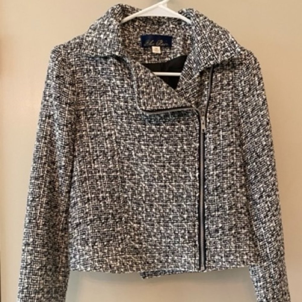 Asymmetrical Zip Crop Tweed Jacket